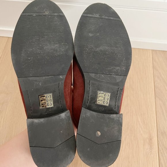 Free People Payton Penny Loafer Suede Maroon Size 8 - Picture 9 of 13